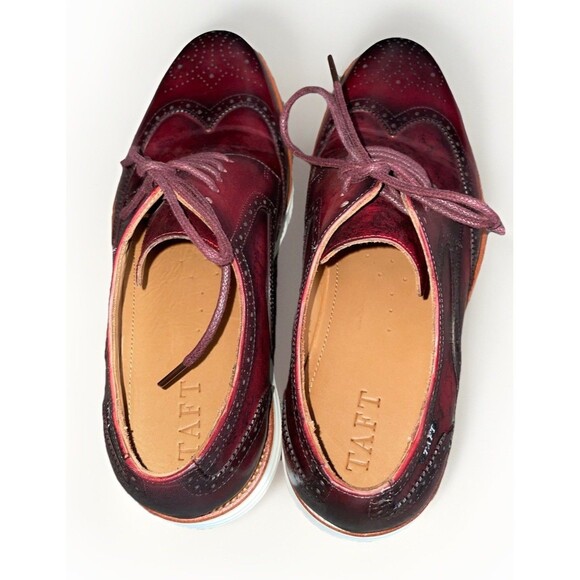 TAFT 365 Model 103 wingtip oxford shoes in a midnight bordeaux patina finish 10
